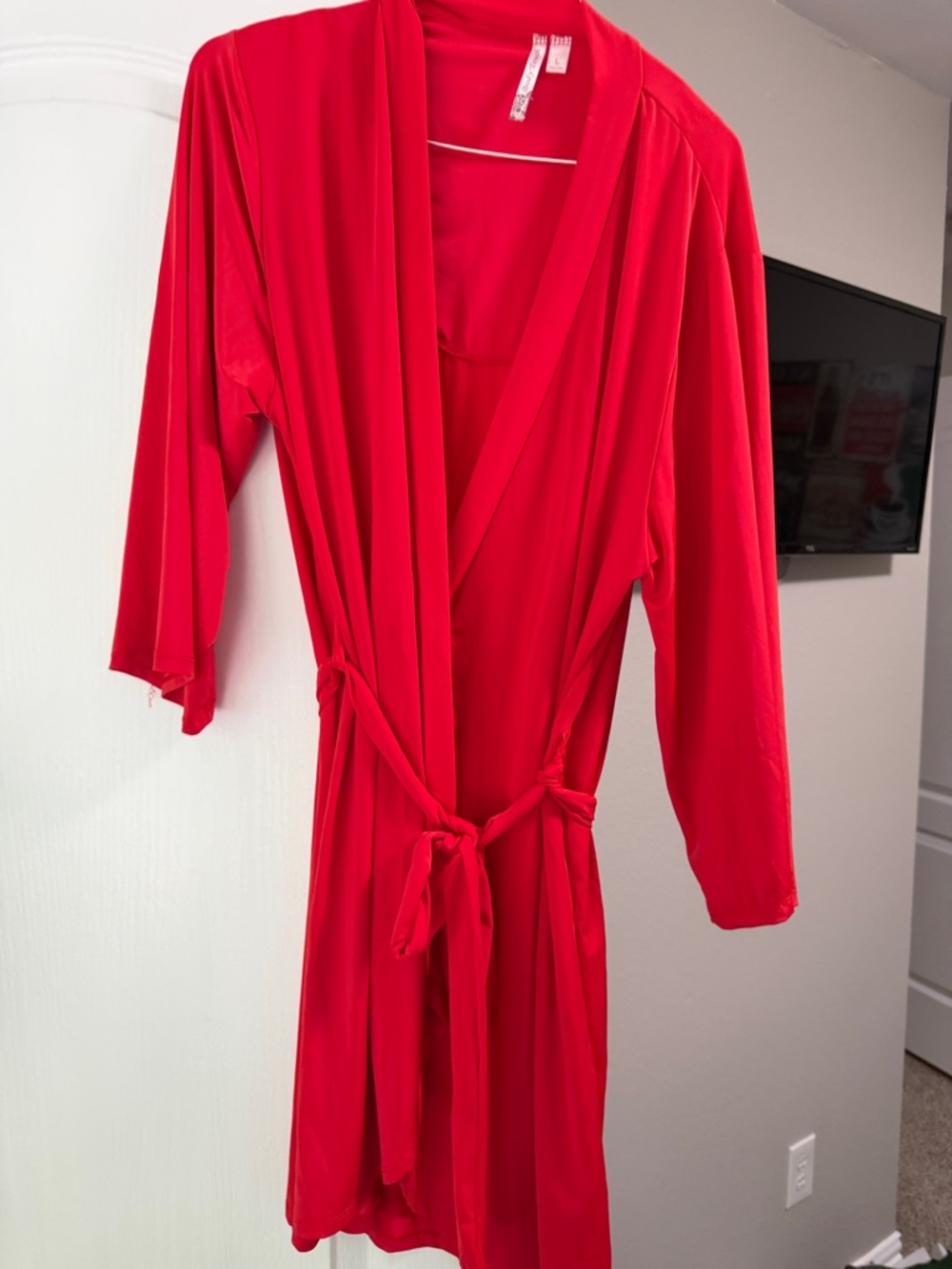 Red Wrap Blouse with Tie Waist - Unbranded